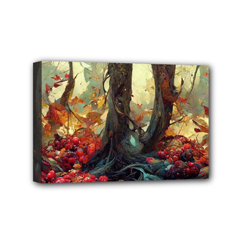 Abstract Texture Forest Trees Fruits Nature Leaves Mini Canvas 6  X 4  (stretched) by Pakemis