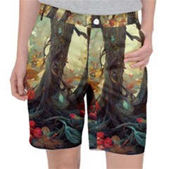 Abstract Texture Forest Trees Fruits Nature Leaves Pocket Shorts by Pakemis