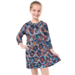 Fractal Black Texture Wallpaper Art Design Art Kids  Quarter Sleeve Shirt Dress by Pakemis