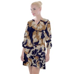 Abstract Flowers Background Pattern Open Neck Shift Dress by Ravend