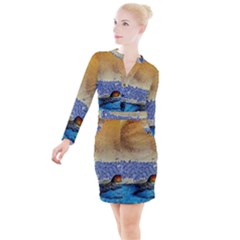 Abstract Painting Art Texture Button Long Sleeve Dress by Ravend