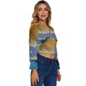 Abstract Painting Art Texture Long Sleeve V-Neck Top View3