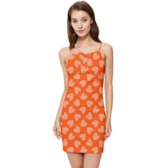 Textured Hearts Orange Summer Tie Front Dress by FunDressesShop