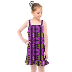 Purple And Yellow Circles On Black Kids  Overall Dress by FunDressesShop