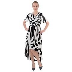 Abstract Painting Front Wrap High Low Dress by Sobalvarro