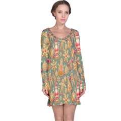 Pattern Seamless Long Sleeve Nightdress by artworkshop