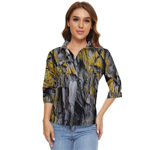 Rock Wall Crevices  Women s Quarter Sleeve Pocket Shirt by artworkshop