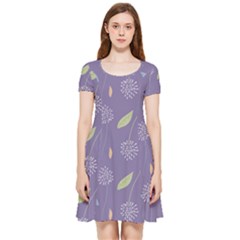 Seamless Pattern Floral Background Violet Background Inside Out Cap Sleeve Dress by artworkshop