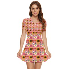 Egg Eyes V-neck High Waist Chiffon Mini Dress by Sparkle