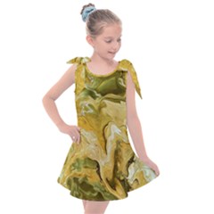 Kaleido Art Gold Kids  Tie Up Tunic Dress by kaleidomarblingart