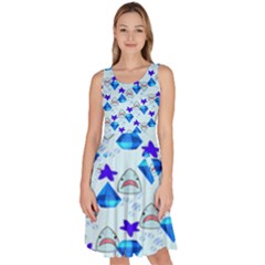 Sealife Knee Length Skater Dress With Pockets by Sparkle