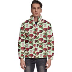 Flowers Pattern Men s Puffer Bubble Jacket Coat by Sparkle