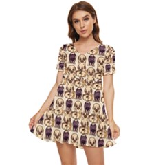 Pugs Tiered Short Sleeve Babydoll Dress by Sparkle