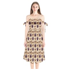 Pugs Shoulder Tie Bardot Midi Dress by Sparkle