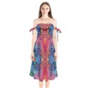 Firey Repeats I Shoulder Tie Bardot Midi Dress View1