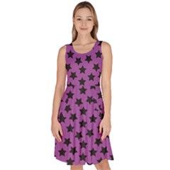 Purple Star Knee Length Skater Dress With Pockets by ALIXE