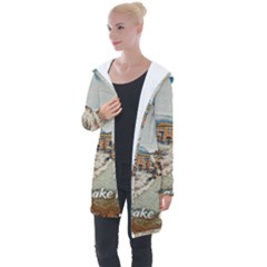 Birds And People On Lake Garda Longline Hooded Cardigan by ConteMonfrey