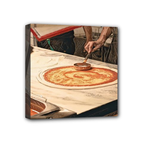 Let`s Make Pizza Mini Canvas 4  X 4  (stretched) by ConteMonfrey