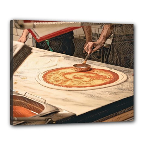 Let`s Make Pizza Canvas 20  X 16  (stretched) by ConteMonfrey