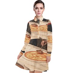 Let`s Make Pizza Long Sleeve Chiffon Shirt Dress by ConteMonfrey