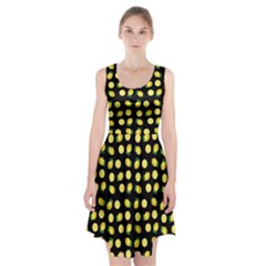 Yellow Lemon And Slices Black Racerback Midi Dress by FunDressesShop