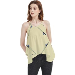 Fishing Rods Pattern Brown Flowy Camisole Tank Top by TetiBright