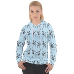 Jogging Lady On Blue Women s Overhead Hoodie by TetiBright