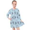 Jogging Lady On Blue Kids  Quarter Sleeve Shirt Dress View1