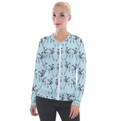 Jogging Lady On Blue Velvet Zip Up Jacket by TetiBright