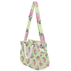 Colorful Easter Eggs Pattern Green Rope Handles Shoulder Strap Bag by TetiBright