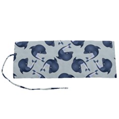 Blue Dolphins Pattern Roll Up Canvas Pencil Holder (s) by TetiBright