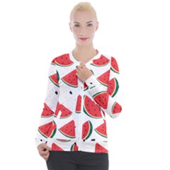 Watermelon Seamless Pattern Casual Zip Up Jacket by Jancukart