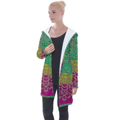 Rainbow Landscape With A Beautiful Silver Star So Decorative Longline Hooded Cardigan by pepitasart