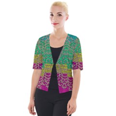 Rainbow Landscape With A Beautiful Silver Star So Decorative Cropped Button Cardigan by pepitasart