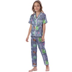 Micro Dnd Kids  Satin Short Sleeve Pajamas Set by NerdySparkleGoth