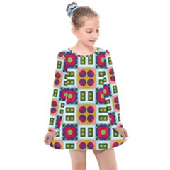 Shapes In Shapes 2                                                                Kids  Long Sleeve Dress by LalyLauraFLM