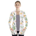 Flowers on a white background pattern                                                                   Women s Open Front Pockets Cardigan View1