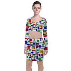 Colorful Rectangles                                                                         Long Sleeve Crop Top & Bodycon Skirt Set by LalyLauraFLM