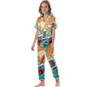 Waves Ocean Sea Abstract Whimsical (3) Kids  Satin Short Sleeve Pajamas Set View1