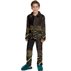 Data Technology Coding Pattern Kids  Long Sleeve Velvet Pajamas Set by Jancukart