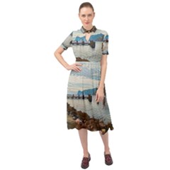 Ducks On Gardasee Keyhole Neckline Chiffon Dress by ConteMonfrey