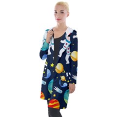 Space Galaxy Seamless Background Hooded Pocket Cardigan by Jancukart