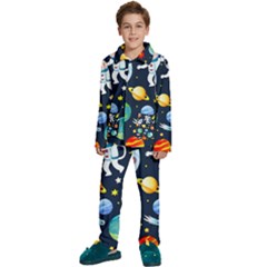 Space Galaxy Seamless Background Kids  Long Sleeve Velvet Pajamas Set by Jancukart