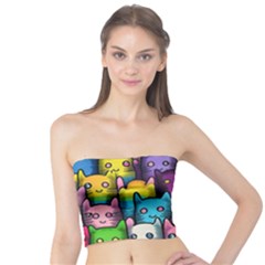 Cats Cat Cute Animal Rainbow Pattern Colorful Tube Top by Jancukart