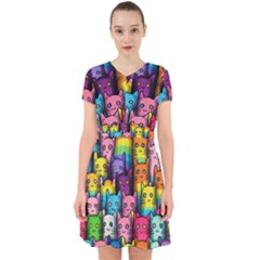 Cats Cat Cute Animal Rainbow Pattern Colorful Adorable In Chiffon Dress by Jancukart