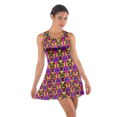 Cute Small Dogs With Colorful Flowers Cotton Racerback Dress by pepitasart