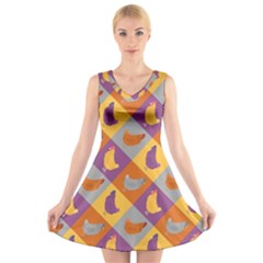 Chickens Pixel Pattern - Version 1b V-neck Sleeveless Dress by wagnerps