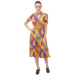 Chickens Pixel Pattern - Version 1b Keyhole Neckline Chiffon Dress by wagnerps