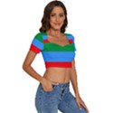 Dagestan Flag Short Sleeve Square Neckline Crop Top  View3