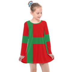 Bornholm Denmark Flag Kids  Long Sleeve Dress by tony4urban